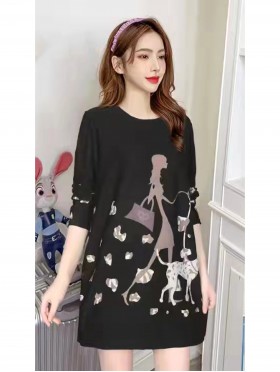 Ladies Dalmatian Printed Knit Fashion Top 